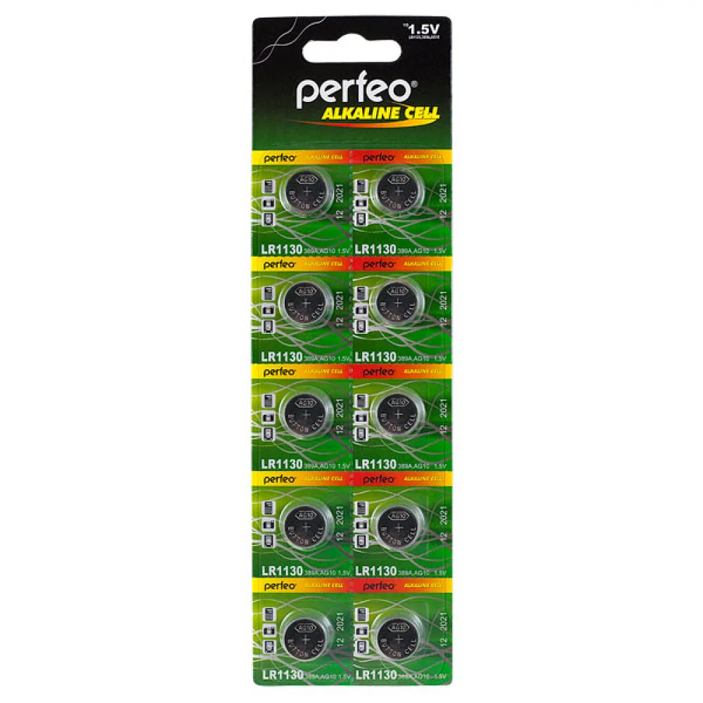 

Батарея Perfeo Alkaline Cell, LR1130, 389A, AG10, 1.5V, 10шт. (PF LR1130/10BL)