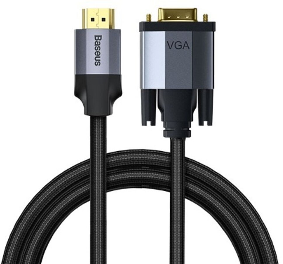

Кабель HDMI(19M)-VGA(15M), 1м, темно-серый Baseus Cafule (CAKSX-J0G), 0