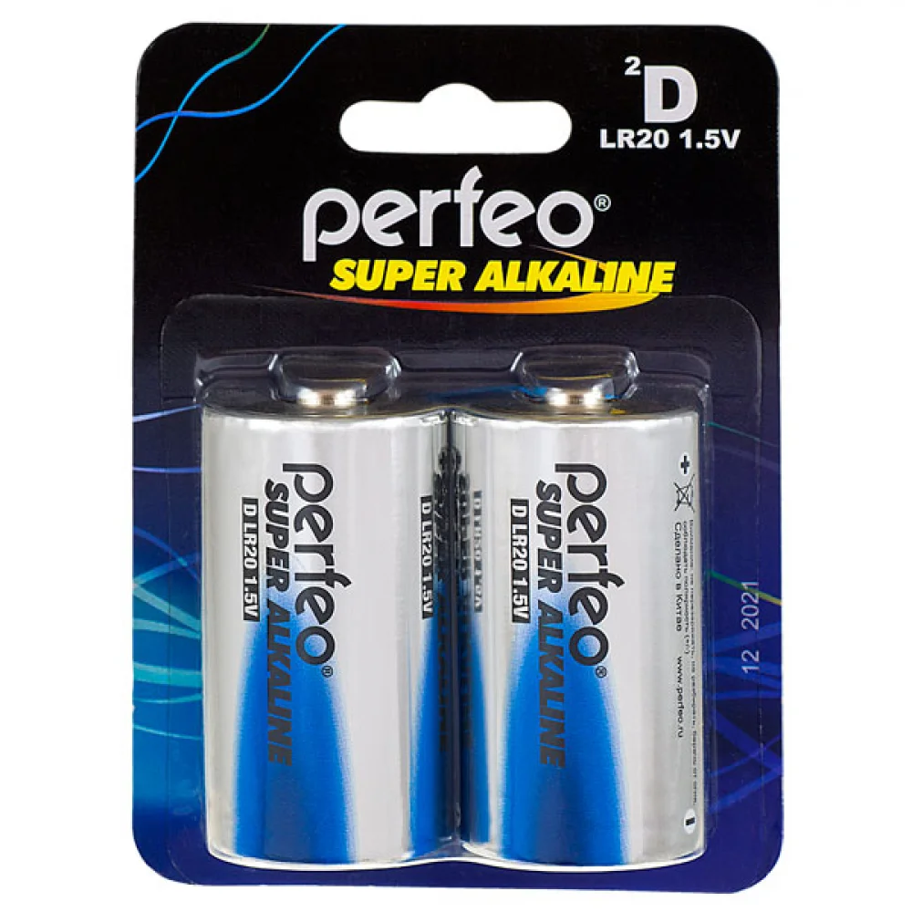 

Батарея Perfeo Super Alkaline, D, LR20, 1.5V, 2шт. (PF LR20/2BL)