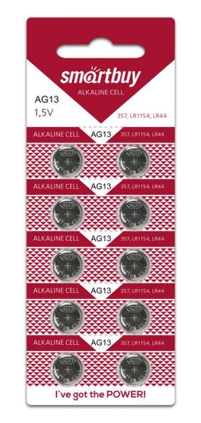 

Батарея Smartbuy AG13, 1.5V, 10шт. (SBBB-AG13-10B)