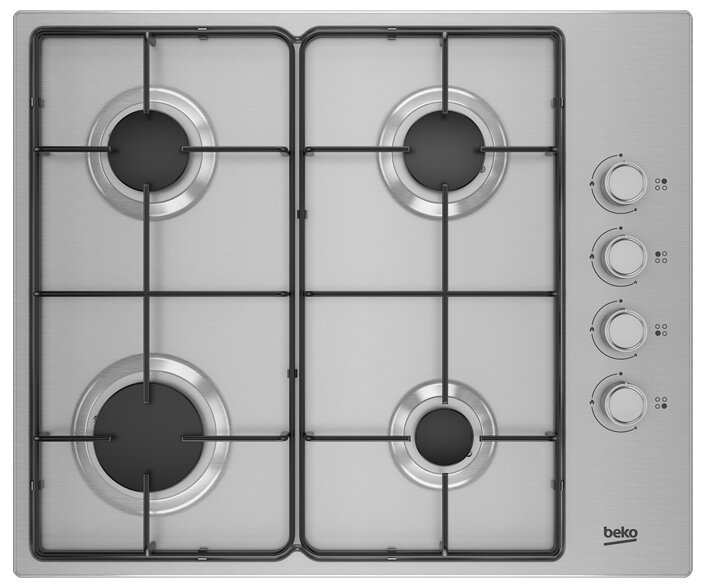 Газовая варочная панель Beko HIGG 641C3 SX 4 конфорки, серебристая
