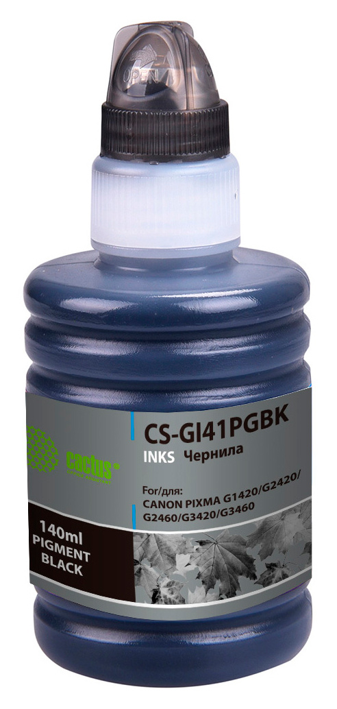 

Чернила Cactus CS-GI41PGBK, 140 мл, черный, совместимые для Canon PIXMA G1420/G2420/G2460/G3420/G3460 (CS-GI41PGBK), CS-GI41PGBK