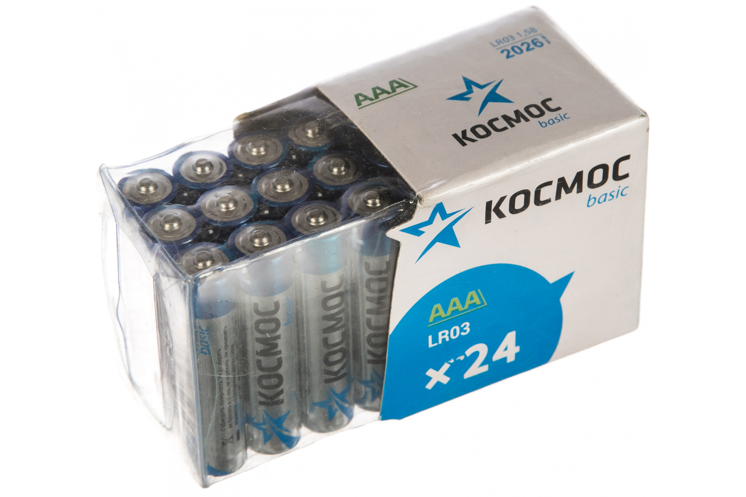 

Батарейка Космос KOCLR03_24BOX, AAA (LR03/24А), 1.5V, 24 шт. (283370)