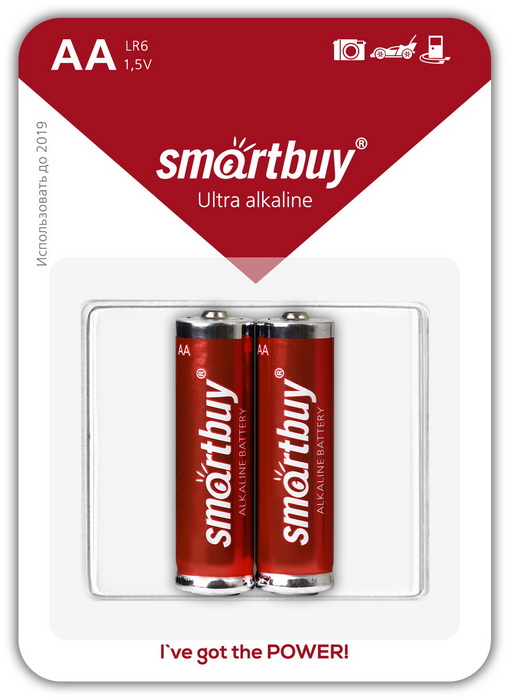 

Батарея Smartbuy Ultra Alkaline, AA, 1.5V, 2шт. (SBBA-2A02B)