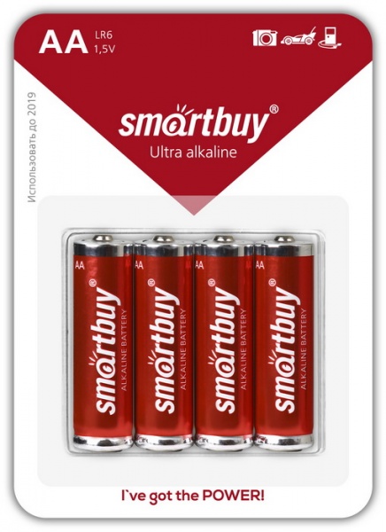 

Батарея Smartbuy Ultra Alkaline, AA, 1.5V, 4шт. ( SBBA-2A04B)