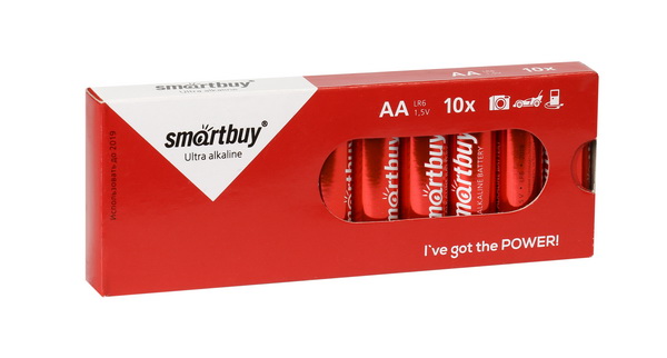 

Батарея Smartbuy Ultra Alkaline, AA, 1.5V, 10шт. (SBBA-2A10BX)