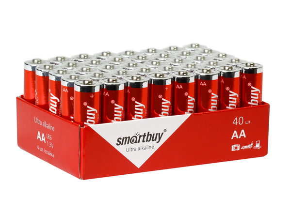 

Батарея Smartbuy Ultra Alkaline, AA, 1.5V, 40шт. (SBBA-2A40S)