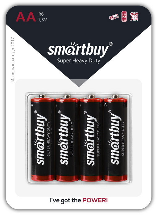 

Батарея Smartbuy Super Heavy Duty, AA, 1.5V, 4шт. (SBBZ-2A04B)