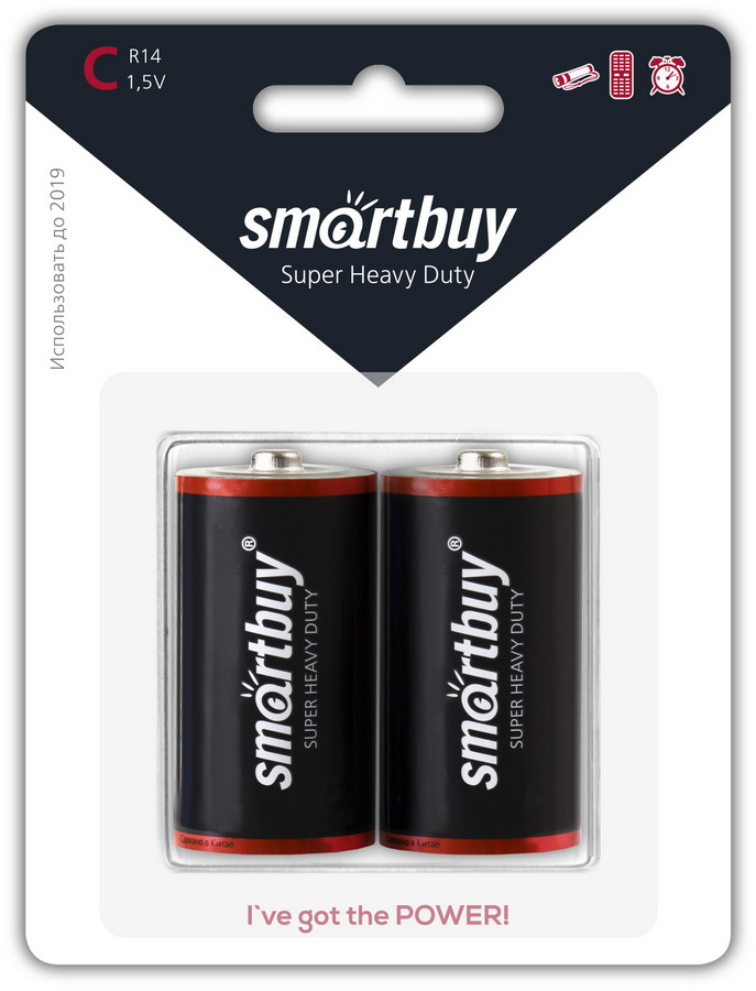 

Батарея Smartbuy Super Heavy Duty, C, 3014, 1235, UM2, R14, 1.5V, 2шт. (SBBZ-C02B)
