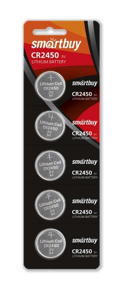 

Батарея Smartbuy LITHIUM BATTERIES, CR2450, 3V, 5шт. (SBBL-2450-5B)