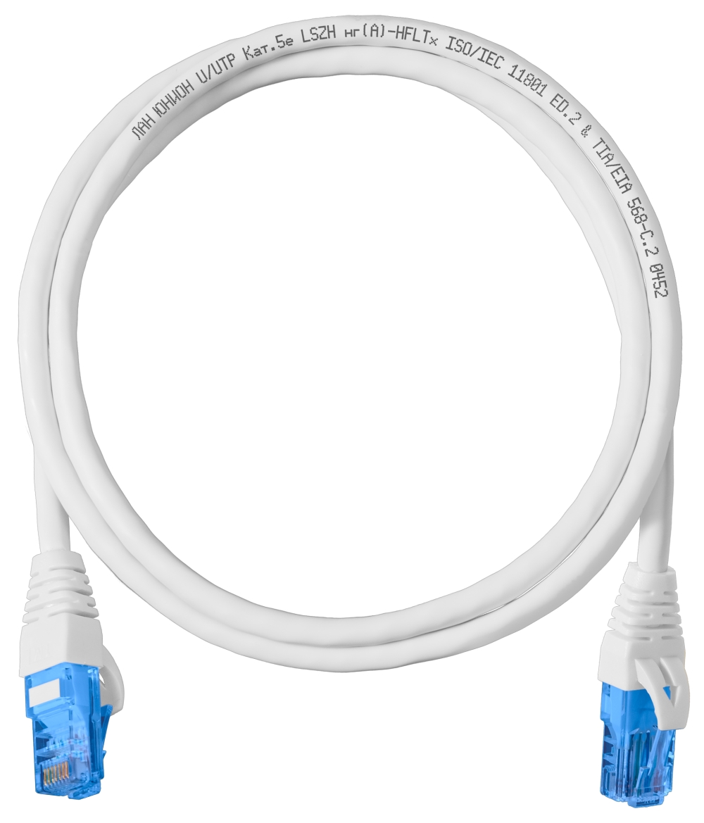 Патч-корд UTP кат.5e, 0,5, RJ45-RJ45, белый, LSZH, LAN Union ( ЛЮ-ШКС-5e.05Н.39 ) - фото 1