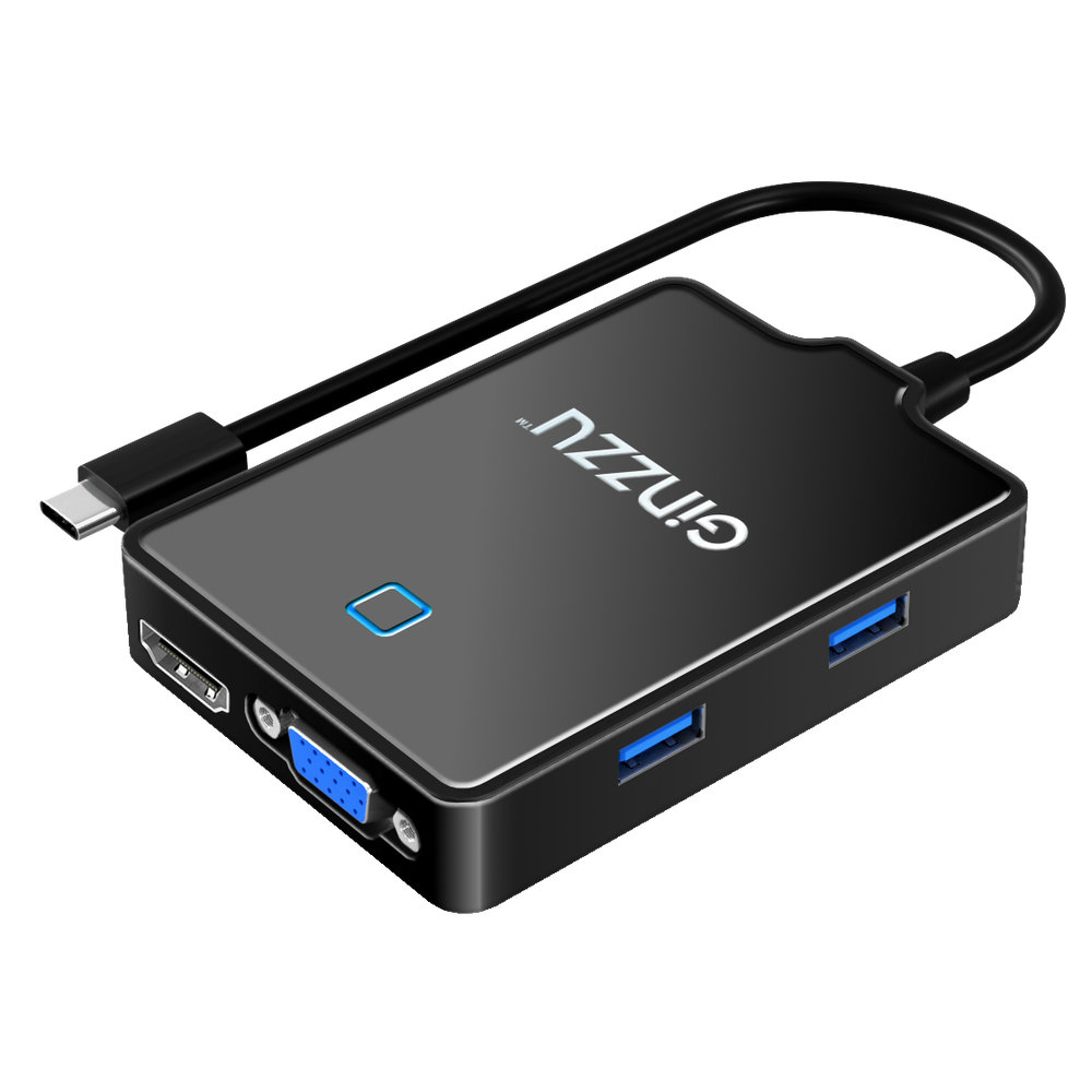 

Концентратор Ginzzu GR-770UB, 4xUSB 3.0, черный + +HDMI +VGA +Audio Output (4892813101311), GR-770UB