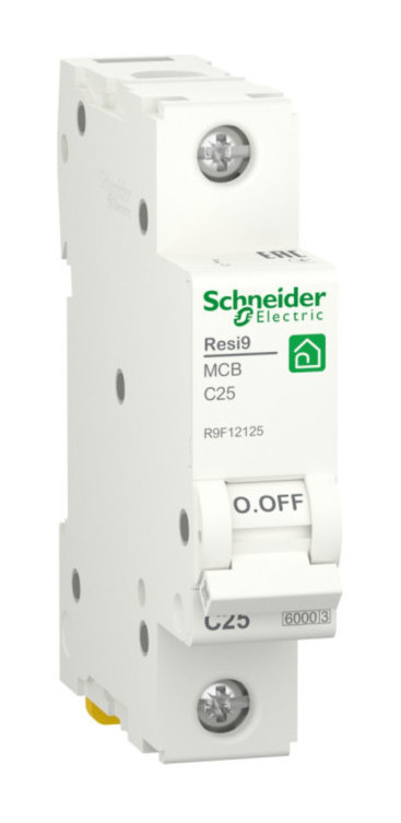 

Выключатель автоматический Schneider Electric Resi9 однополюсный (1P/1П) 25A C 6кА (R9F12125), 0