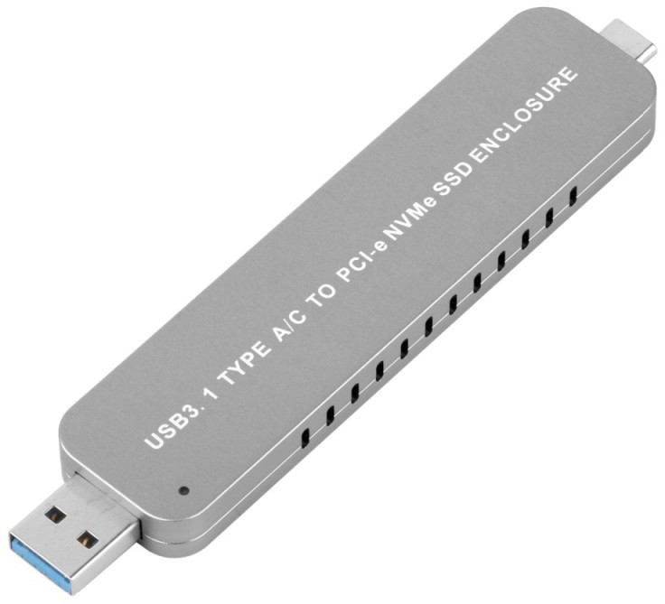 Внешний бокс Orient 3552U3, 1xM.2 NVMe USB 3.1/USB-C алюминий, черный (3552U3)