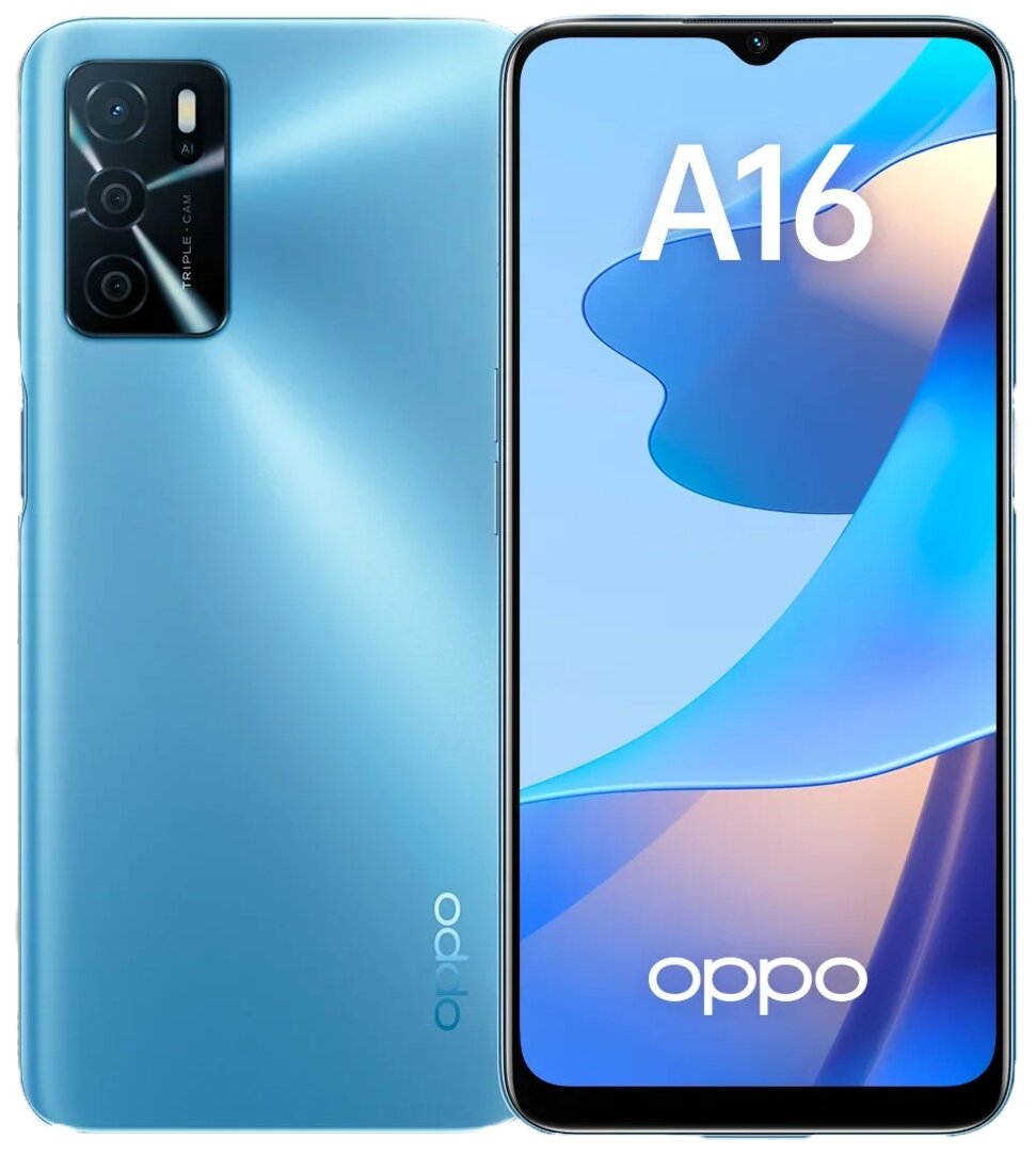 

Смартфон OPPO A16, 6.52" 1600x720 IPS, Helio G35, 3Gb RAM, 32Gb, 3G/4G, Wi-Fi, BT, 3xCam, 2-Sim, 5000mAh, USB Type-C, Android 11, синий (6944284691193), A16