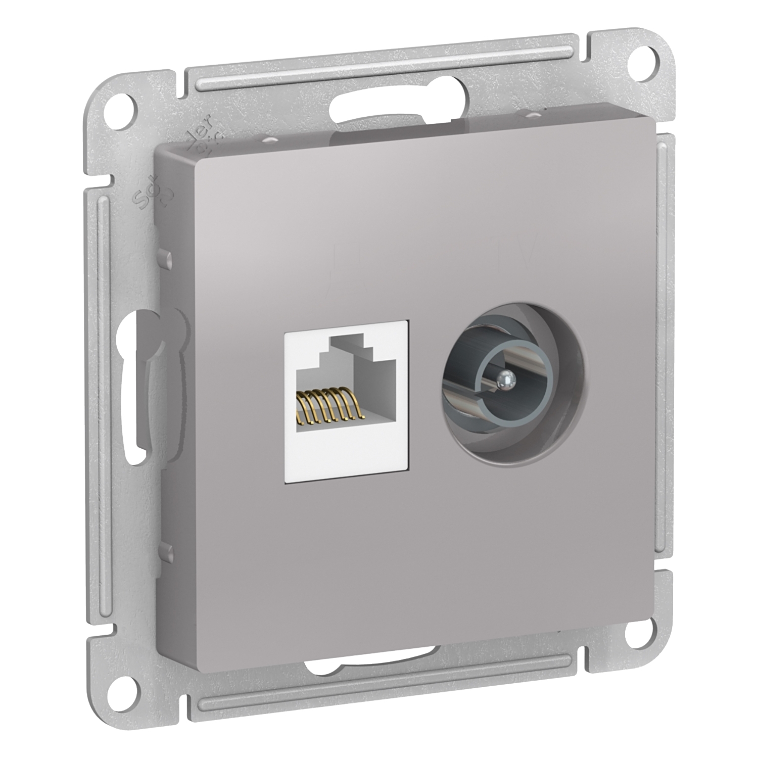Розетка TV+RJ45 Schneider Electric AtlasDesign, алюминий