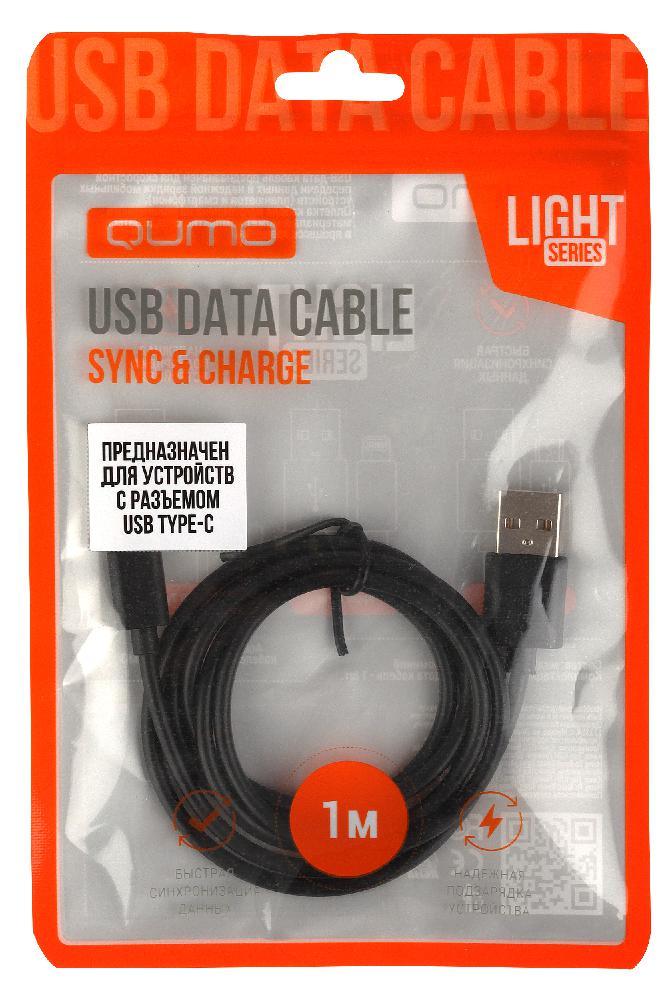 

Кабель USB-USB Type-C, 1.4A, 1м, черный Qumo light series USB-Type C (30501), USB-Type C