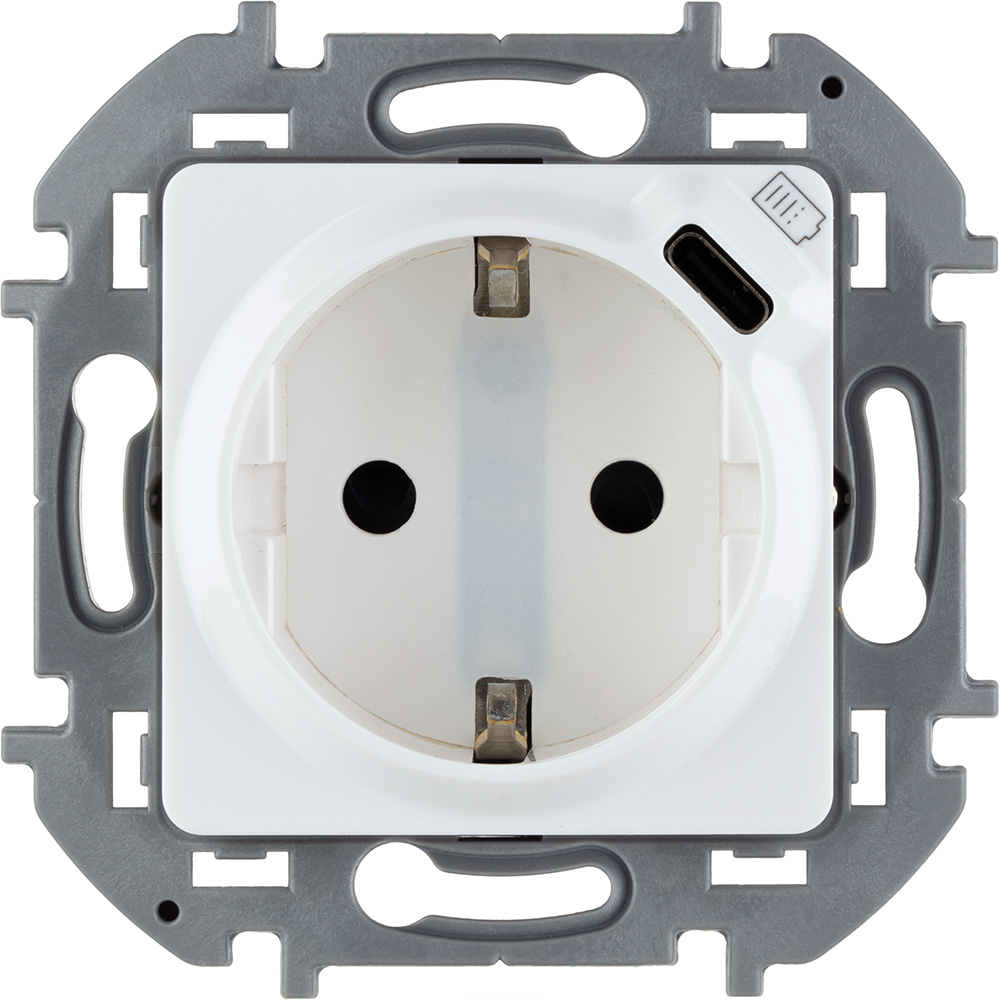 

Розетка Legrand Valena ALLURE, скрытый монтаж, однопостовая, с з/к, со шторками, 16A, механизм с накладкой без рамки, IP20, белый (753724)