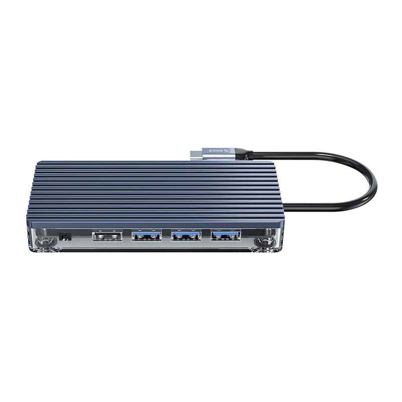 

Многофункциональная док-станция Orico WB-11P-GY, USB Type-C->SB3.0 Type-A х 3 (5V1.5A MAX), USB2.0Type-A х 1, HDMI х 1 (4K / 30Hz), TF / SD х 1, RJ45 х 1, USB3.0 Type-C х 1 (PD 20V5A макс.), VGA х 1 (1080P) , Аудио х 1, серый, WB-11P-GY
