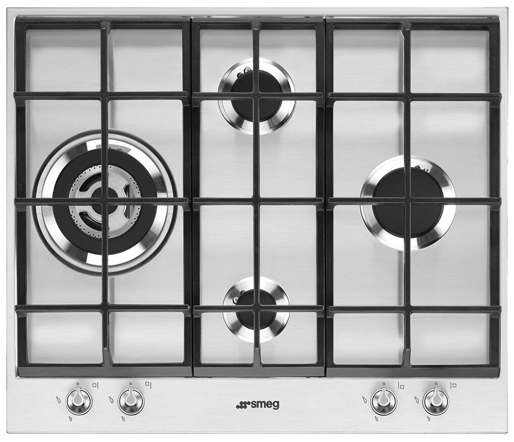

Газовая варочная панель SMEG Linea PX164L 4 конфорки, серебристая (PX164L), PX164L