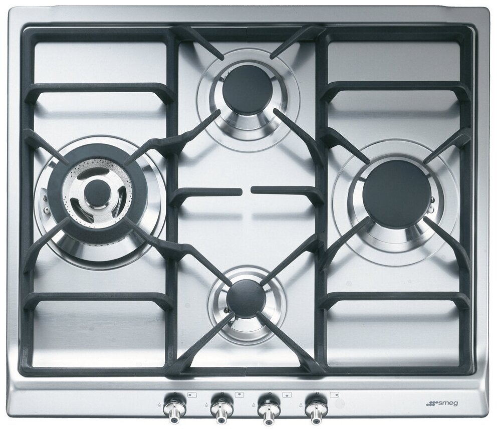 

Газовая варочная панель SMEG Classica SER60SGH3 4 конфорки, серебристая (SER60SGH3), SER60SGH3