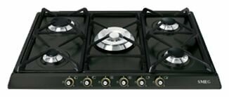 

Газовая варочная панель SMEG Cortina SR775AO 5 конфорок, черная (SR775AO), SR775AO
