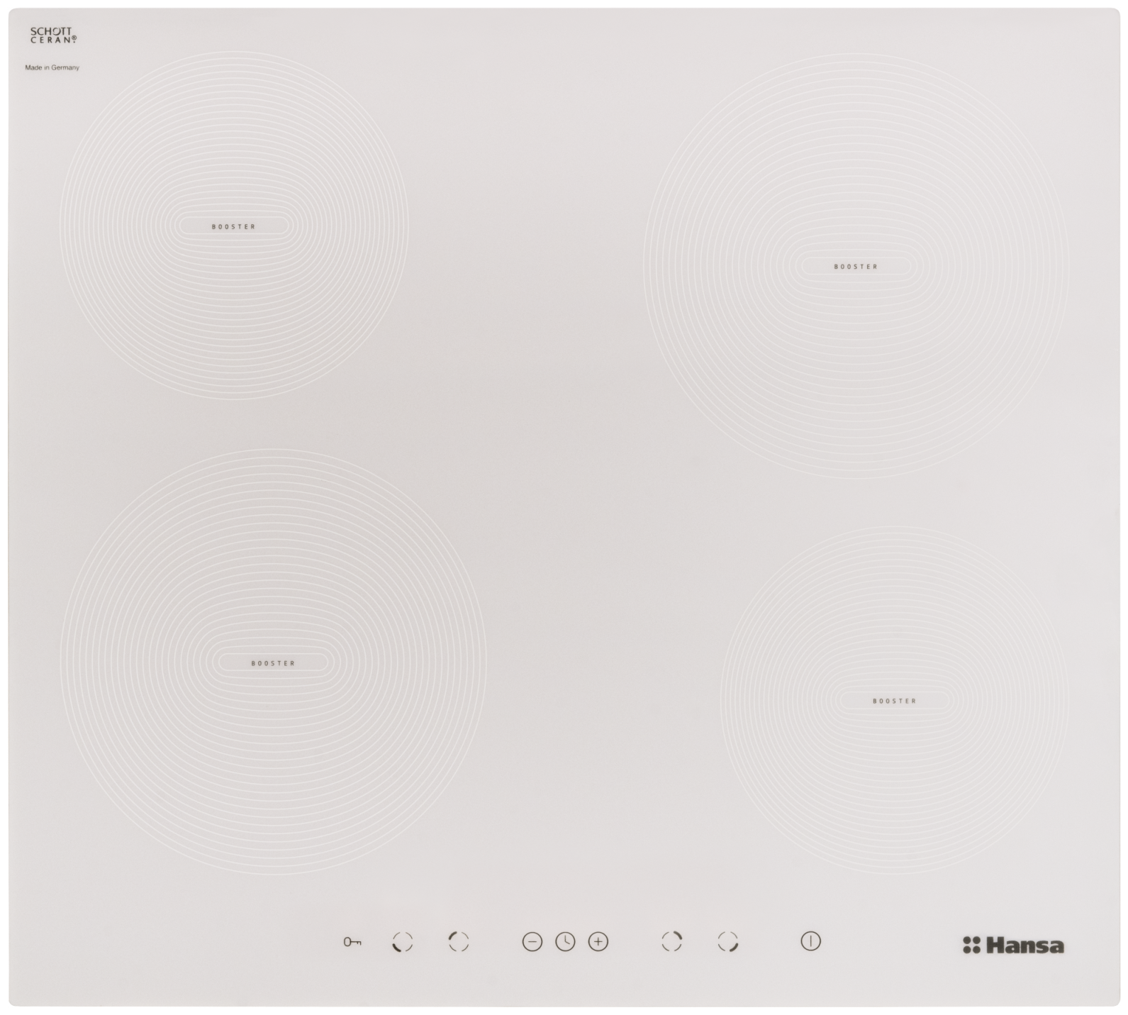 

Индукционная варочная панель HANSA BHIW68308, 4 конфорки, белая (23287), BHIW68308