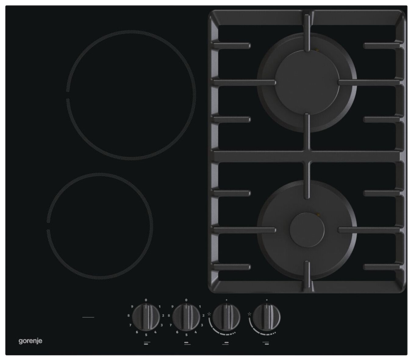 Комбинированная варочная панель GORENJE GCE691BSC 4 конфорки, черный