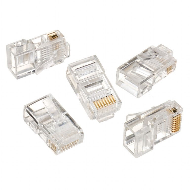 Коннектор RJ-45 8P8C категория 5e, 100шт., 3-зубца, Cablexpert LC-8P8C-001