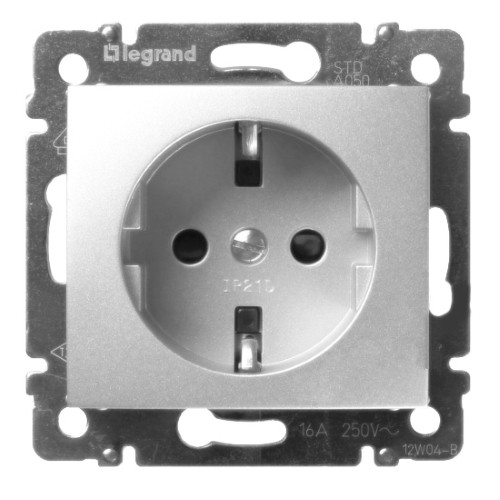 

Розетка Legrand Valena, скрытый монтаж, однопостовая, с з/к, со шторками, 16A, механизм с накладкой без рамки, IP20, алюминий (770211)