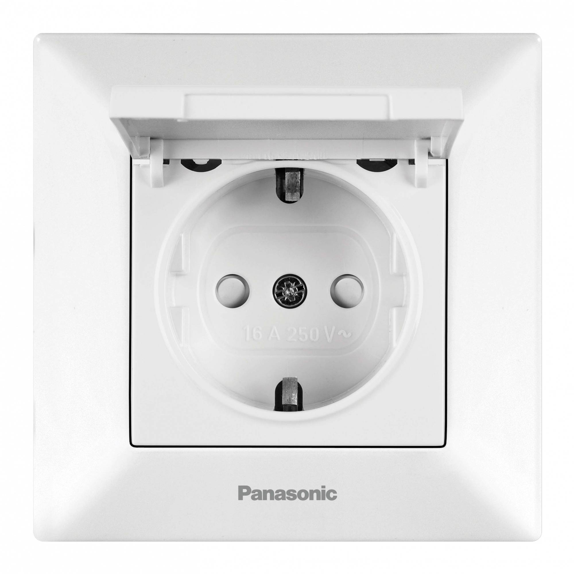 

Розетка Panasonic Arkedia, скрытый монтаж, однопостовая, с з/к, с крышкой, 16A, в сборе, IP20, белый (WMTC02102WH-RU)
