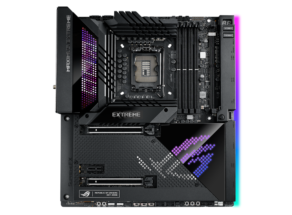 

Материнская плата ASUS ROG MAXIMUS Z690 EXTREME, Socket1700, Intel Z690, 4xDDR5 DIMM, 2PCI-Ex16, 6SATA3, 7.1-ch, 2.5GLAN, 10GLAN, 12 USB 3.2, 4 USB Type-C, HDMI, EATX, Retail, ROG MAXIMUS Z690 EXTREME