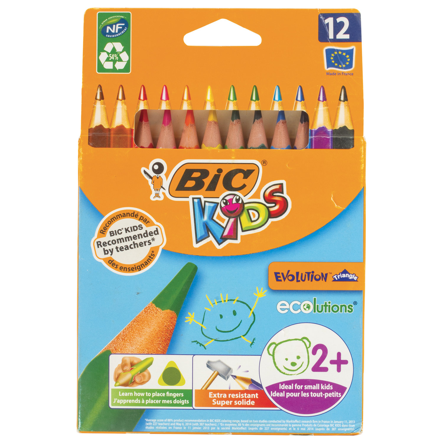 

Набор цветных карандашей BIC Kids Evolution Triangle, трехгранные, 12 шт., заточенные (8297356)