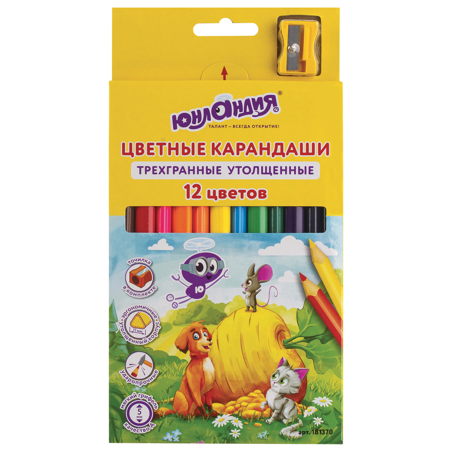 

Набор цветных карандашей ЮНЛАНДИЯ Сказочный мир, трехгранные, 12шт., заточенные (181370)