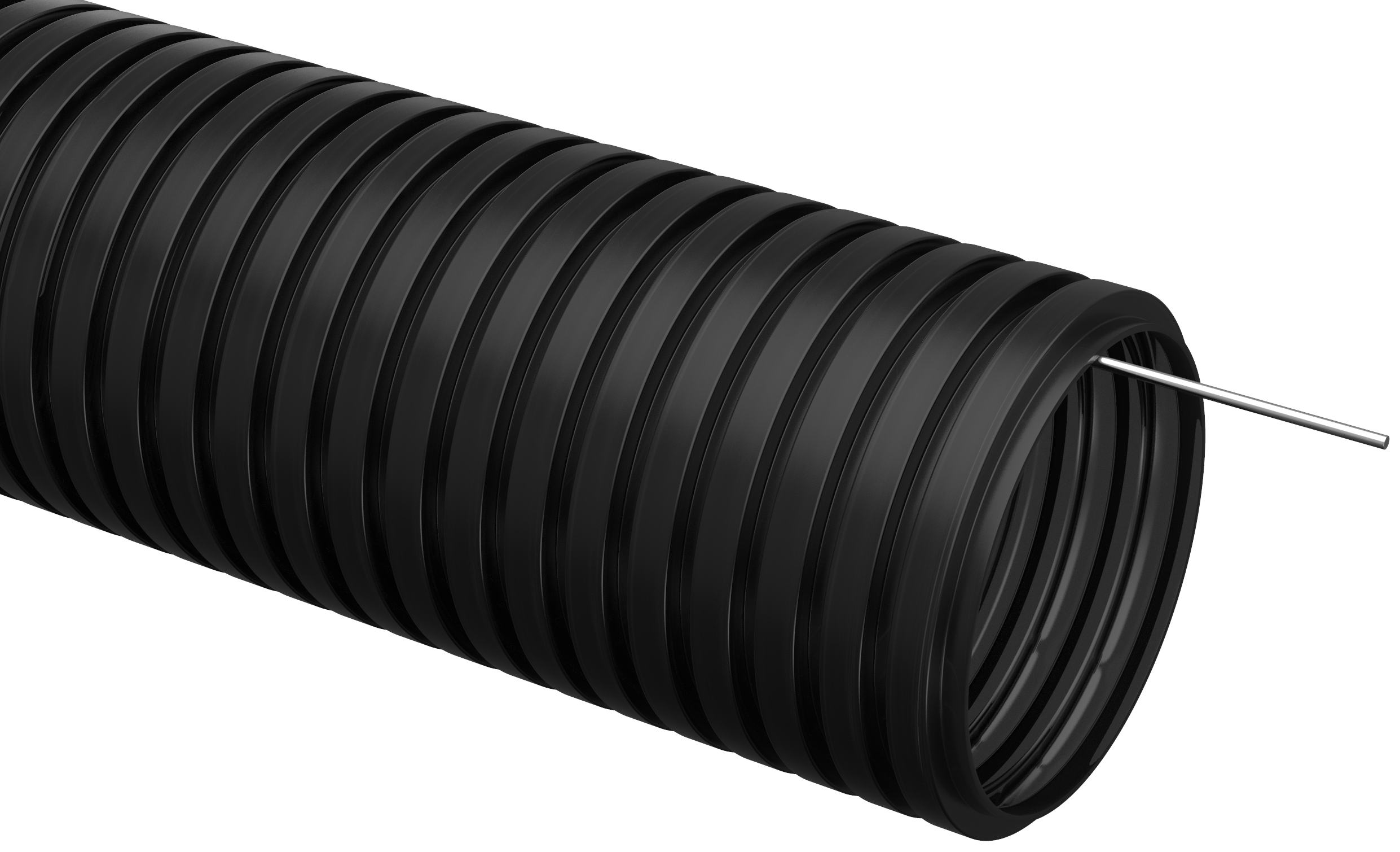 Труба гофрированная IEK, 3.2 см/2.43 см, 25 м, легкая, с протяжкой, ПНД, черный (CTG20-32-K02-025-1)
