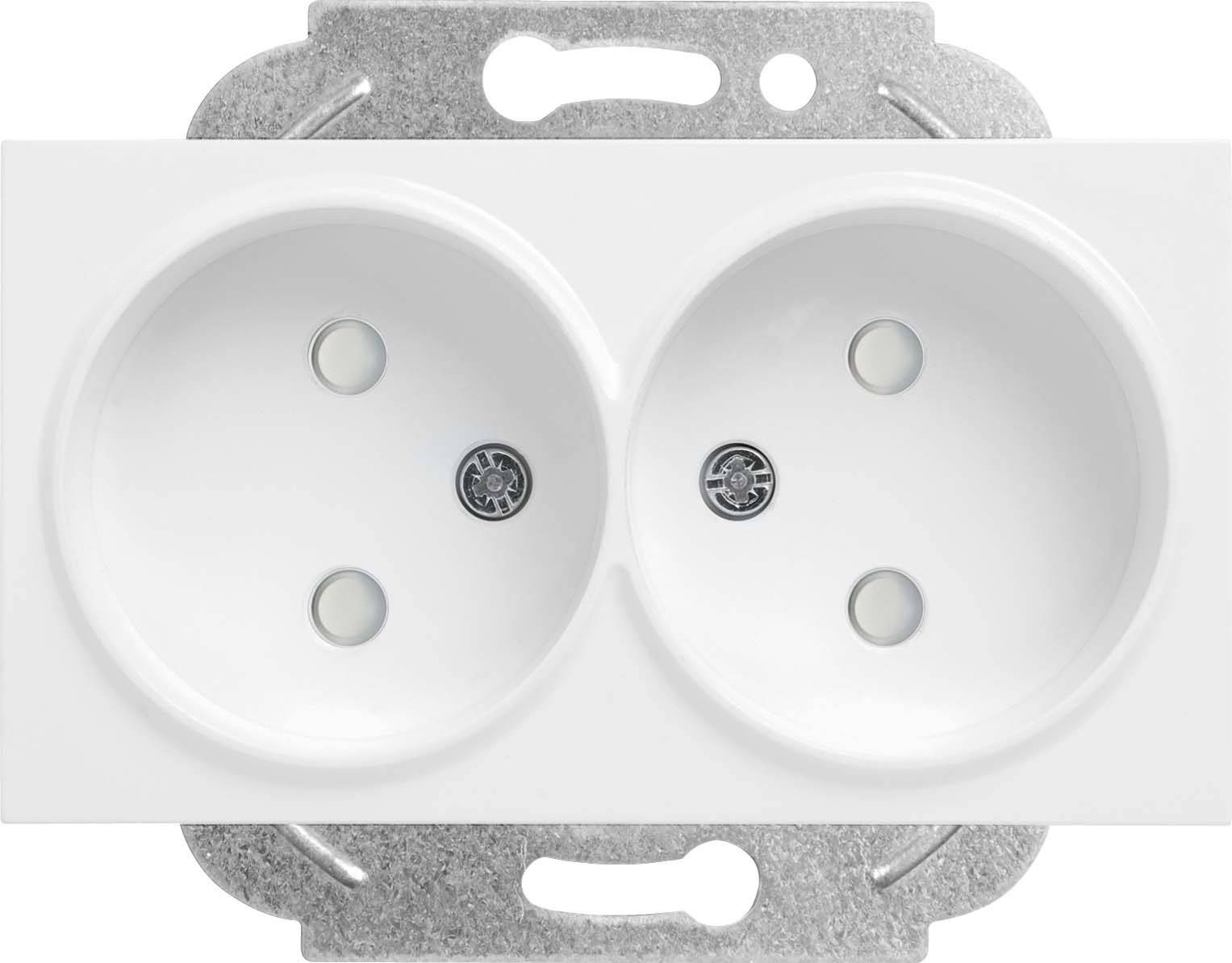 

Розетка Panasonic Karre&Arkedia, скрытый монтаж, 2-х постовая, с з/к, со шторками, 16A, механизм с накладкой без рамки, IP20, белый (WKTT02142WH-RU )
