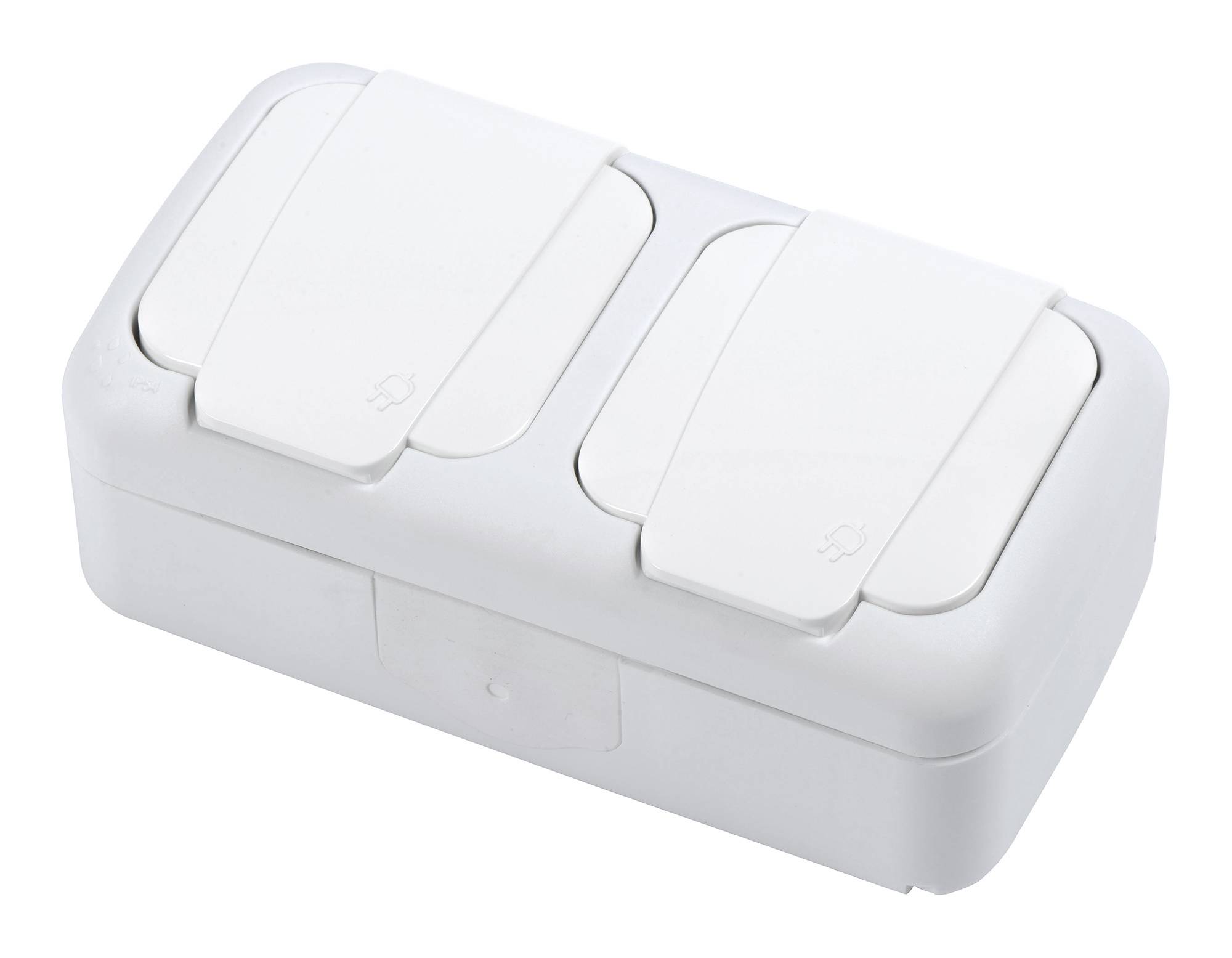

Розетка Panasonic Palmiye, открытый монтаж, 2-х постовая, с з/к, с крышкой, 16A, в сборе, IP54, белый (90555488-RU), 0