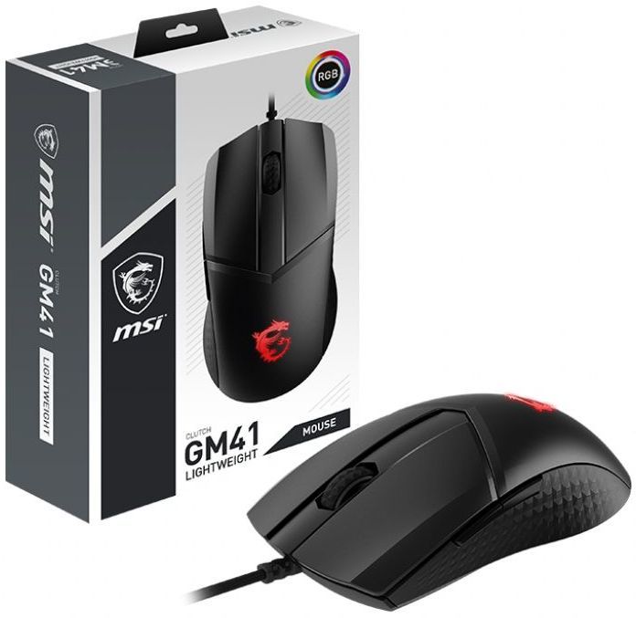 Мышь проводная MSI CLUTCH GM41 LIGHTWEIGHT, 16000dpi, USB, черный (S12-0401910-C54)