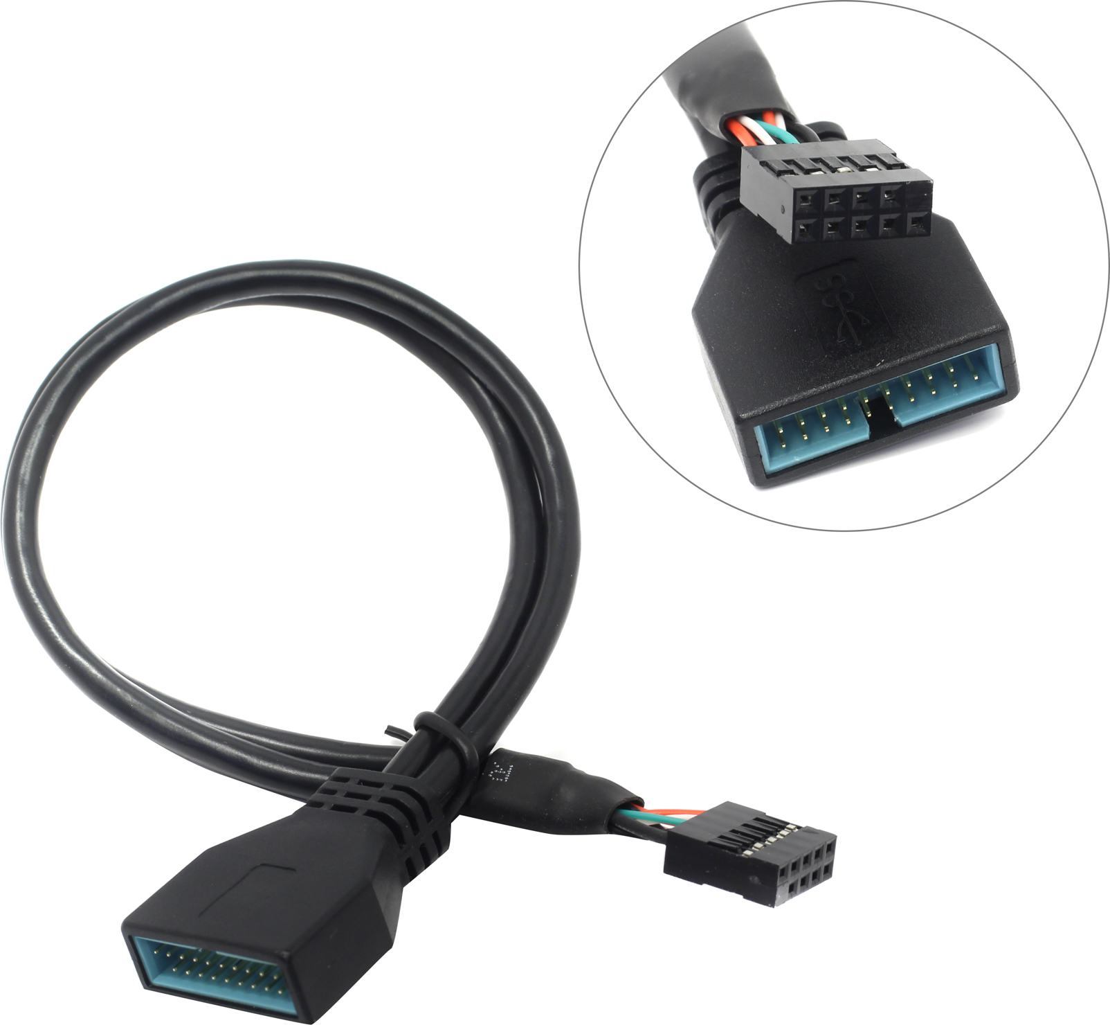 

Кабель-переходник (адаптер) USB 2.0 9-pin(f)-USB 3.0 19-pin(M), 30см, черный Exegate EX-CC-U3U2-0.3 (EX284940RUS), EX-CC-U3U2-0.3