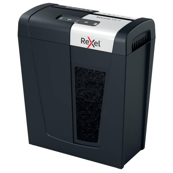 

Шредер Rexel Secure MC4 EU, секретность 4/P-5, 180 см/мин., фрагменты - 2мм x 1.5см, 14л, 4 листов, скрепки, скобы, черный (2020129EU), MC4 EU