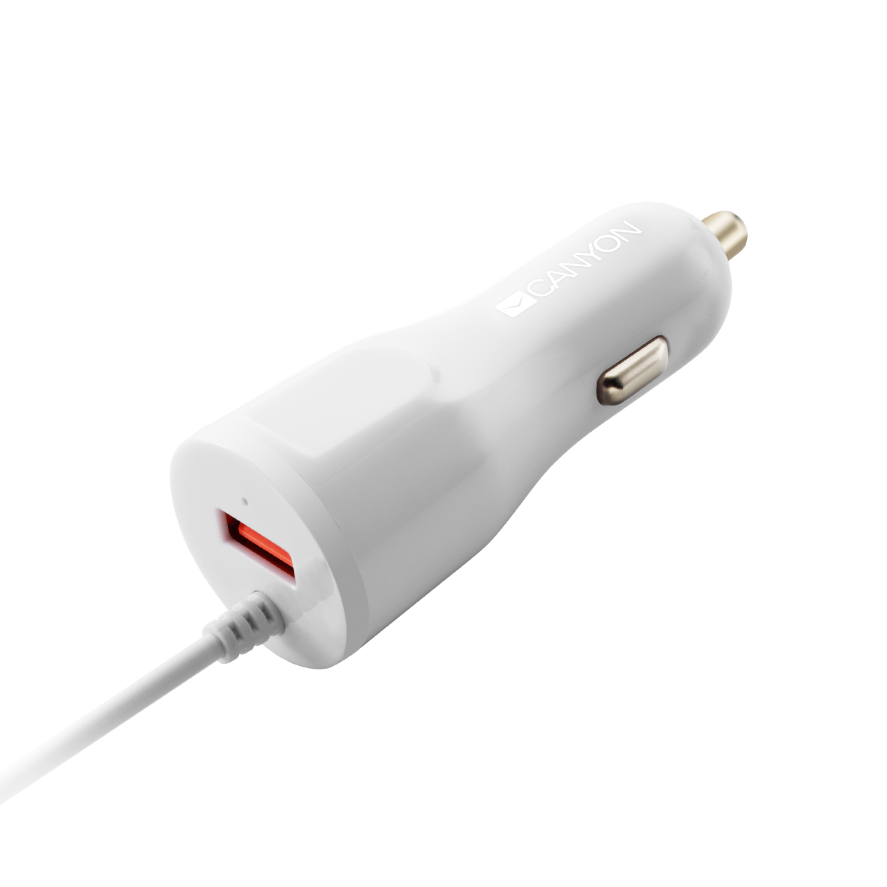 

Автомобильное зарядное устройство CANYON C-033, USB, 2.4А, кабель Lightning 8-pin, белый (CNE-CCA033W), C-033