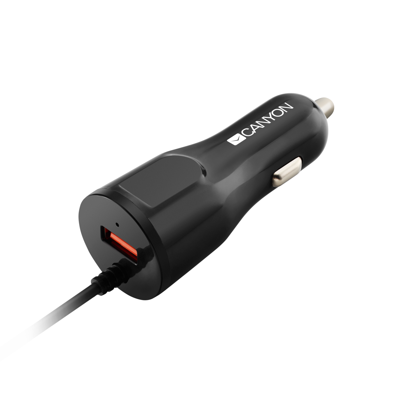 

Автомобильное зарядное устройство CANYON C-033, USB, 2.4А, кабель Lightning 8-pin, черный (CNE-CCA033B), C-033