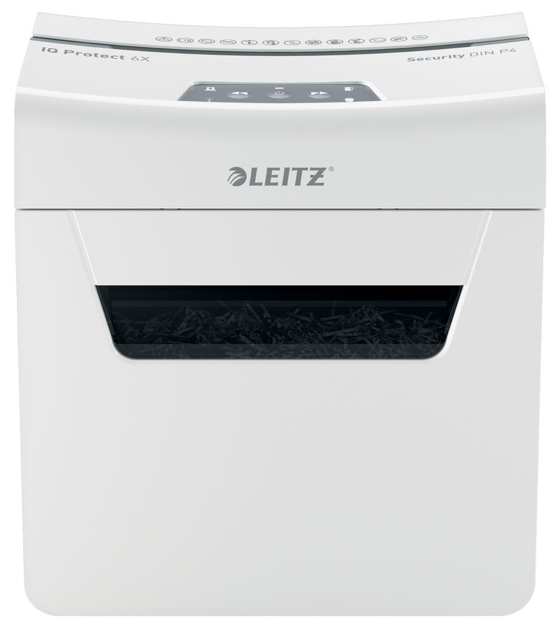 

Шредер Leitz IQ Protect Premium 6X, секретность 3/P-4, 180 см/мин., фрагменты - 4мм x 4см, 10л, 6 листов, скрепки, скобы, белый (80900000), IQ Protect Premium 6X