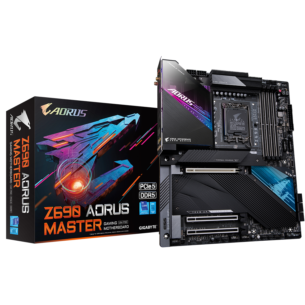 

Материнская плата GIGABYTE Z690 AORUS MASTER, Socket1700, Intel Z690, 4xDDR5 DIMM, 3PCI-Ex16, 6SATA3, 7.1-ch, 10GLAN, 13 USB 3.2, 3 USB Type-C, DP, EATX, Retail, Z690 AORUS MASTER