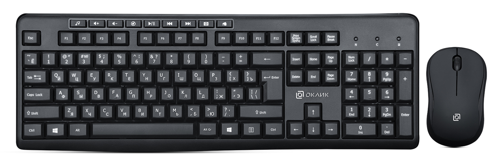 Клавиатура + мышь Oklick 225M, беспроводной, USB, черный (1454537) - фото 1