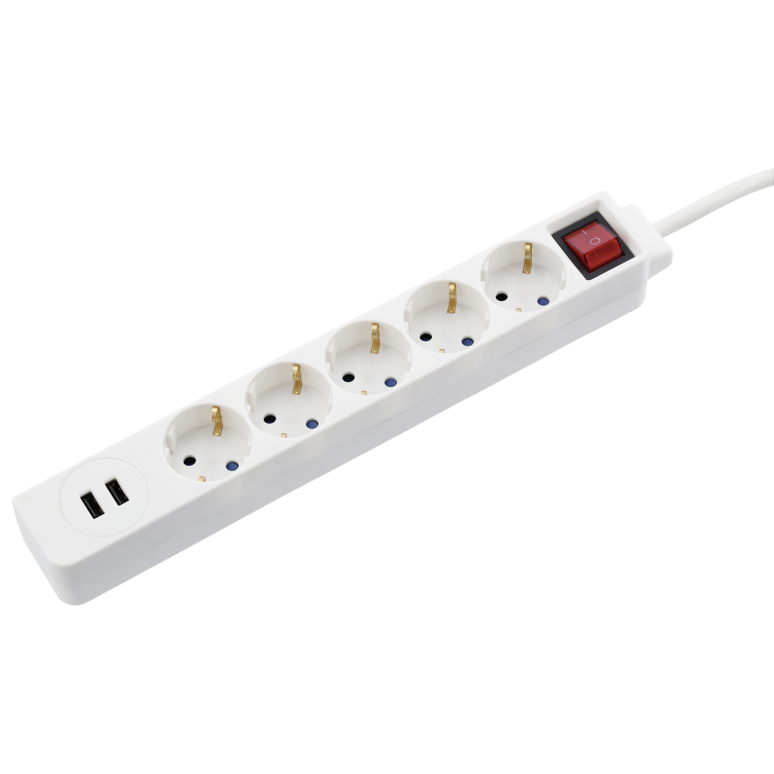 

Сетевой удлинитель Hama H-137350, 5-розеток, 2xUSB, 1.4м, белый (00137350), H-137350