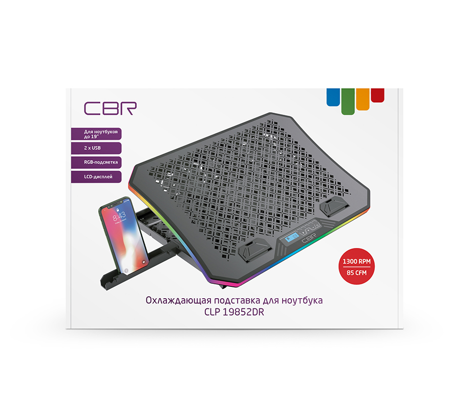 

Охлаждающая подставка для ноутбука 19" CBR CLP 19852DR, вентилятор: 3x110 мм, RGB подсветка, 2xUSB, алюминий, пластик, черный ( CLP 19852DR), CLP 19852DR