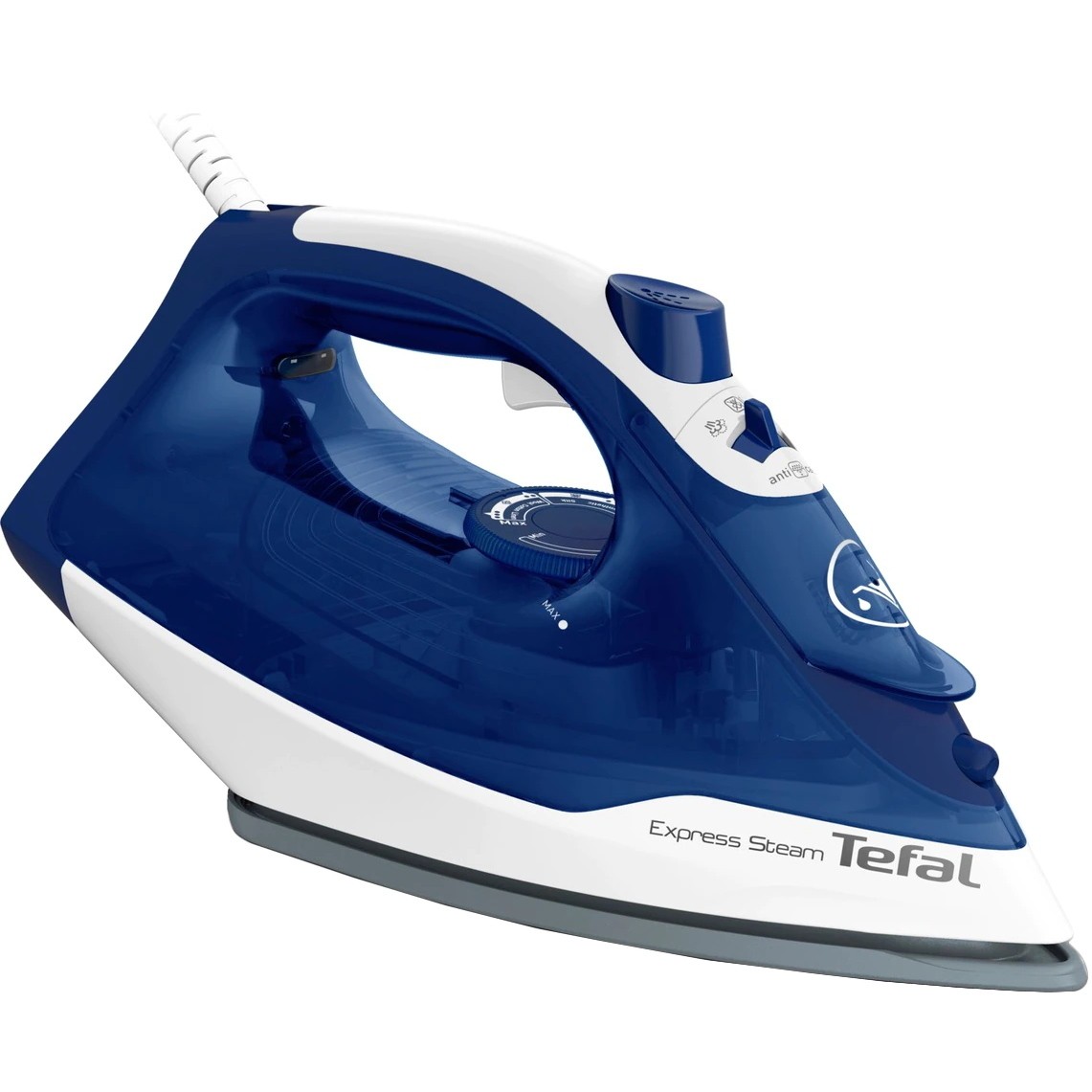 

Утюг Tefal Express Steam FV2838E0 2.4 кВт, белый/синий (FV2838E0), FV2838E0