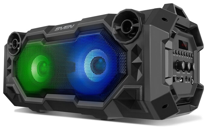 

Портативная акустика SVEN PS-500, 36 Вт, FM, AUX, USB, microSD, Bluetooth, подсветка, черный (SV-018757), PS-500