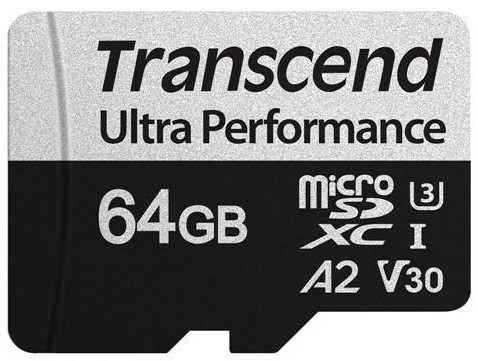 Карта памяти 64Gb microSDXC Transcend Ultra Performance Class 10 UHS-I U3 V30 A2 + адаптер (TS64GUSD340S)